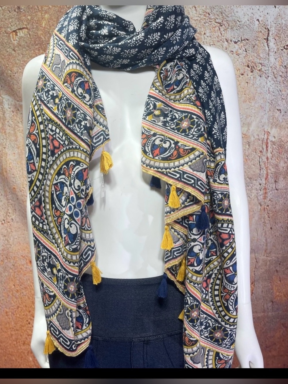 NWT Paisley Tassel Border Scarf